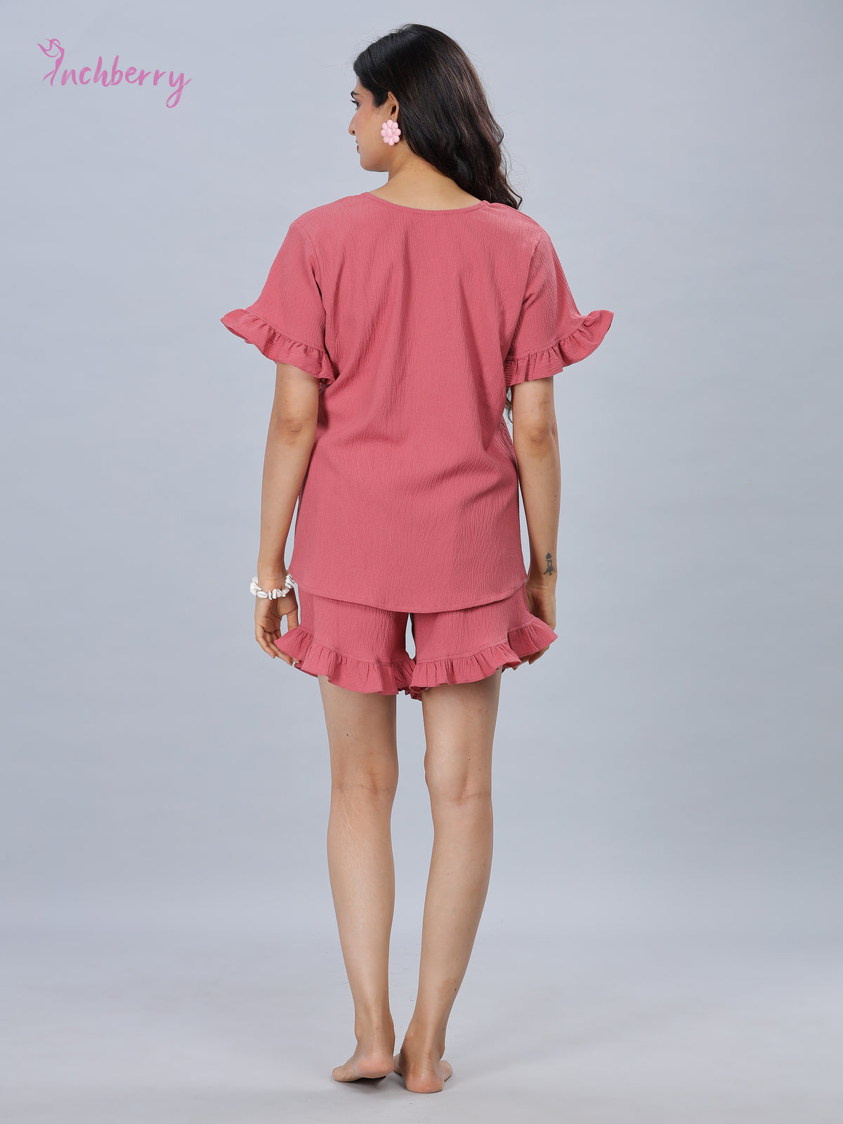 Pink colour Cozy shorts