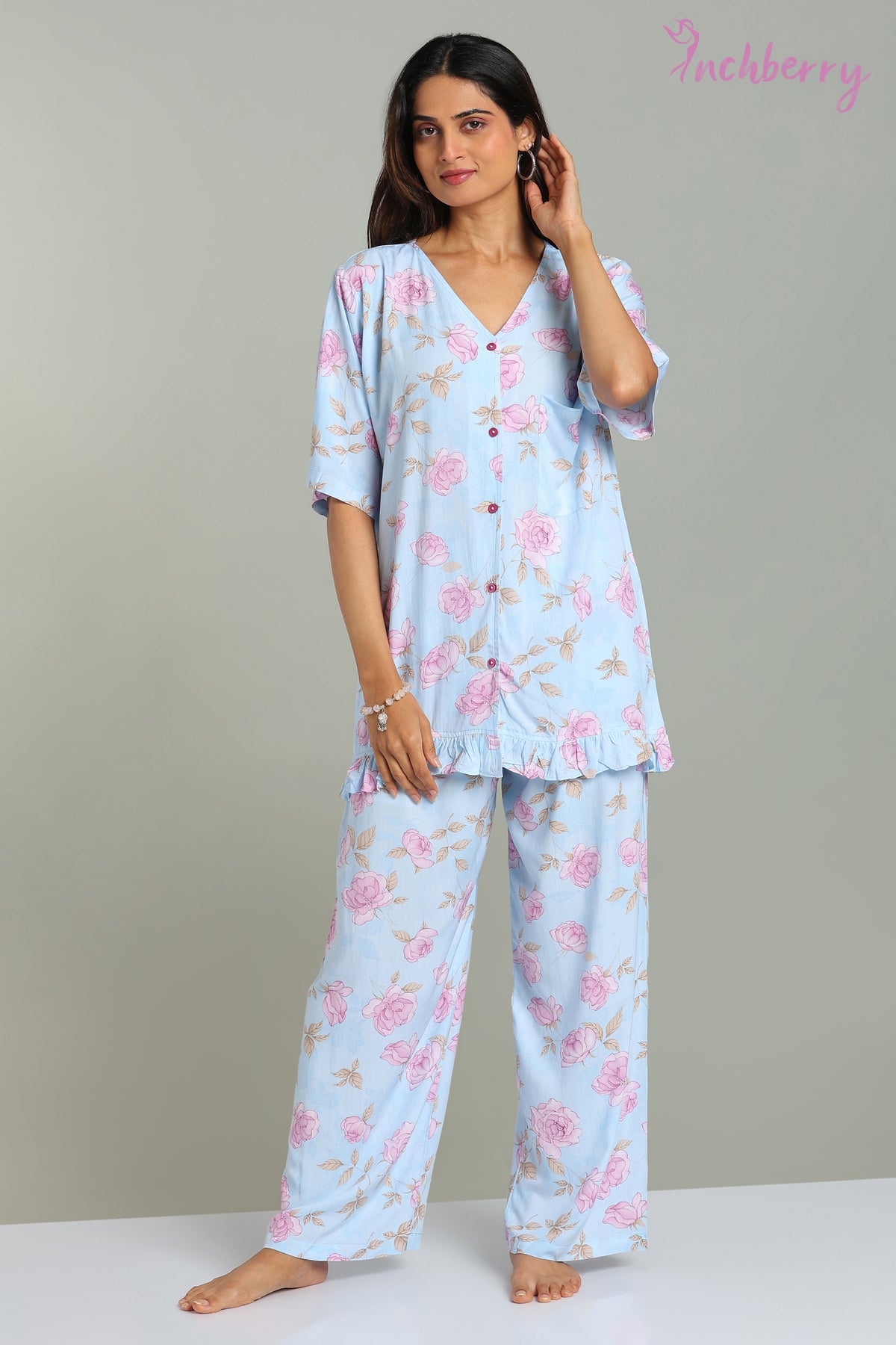 Blue colour Pyjama shirt model