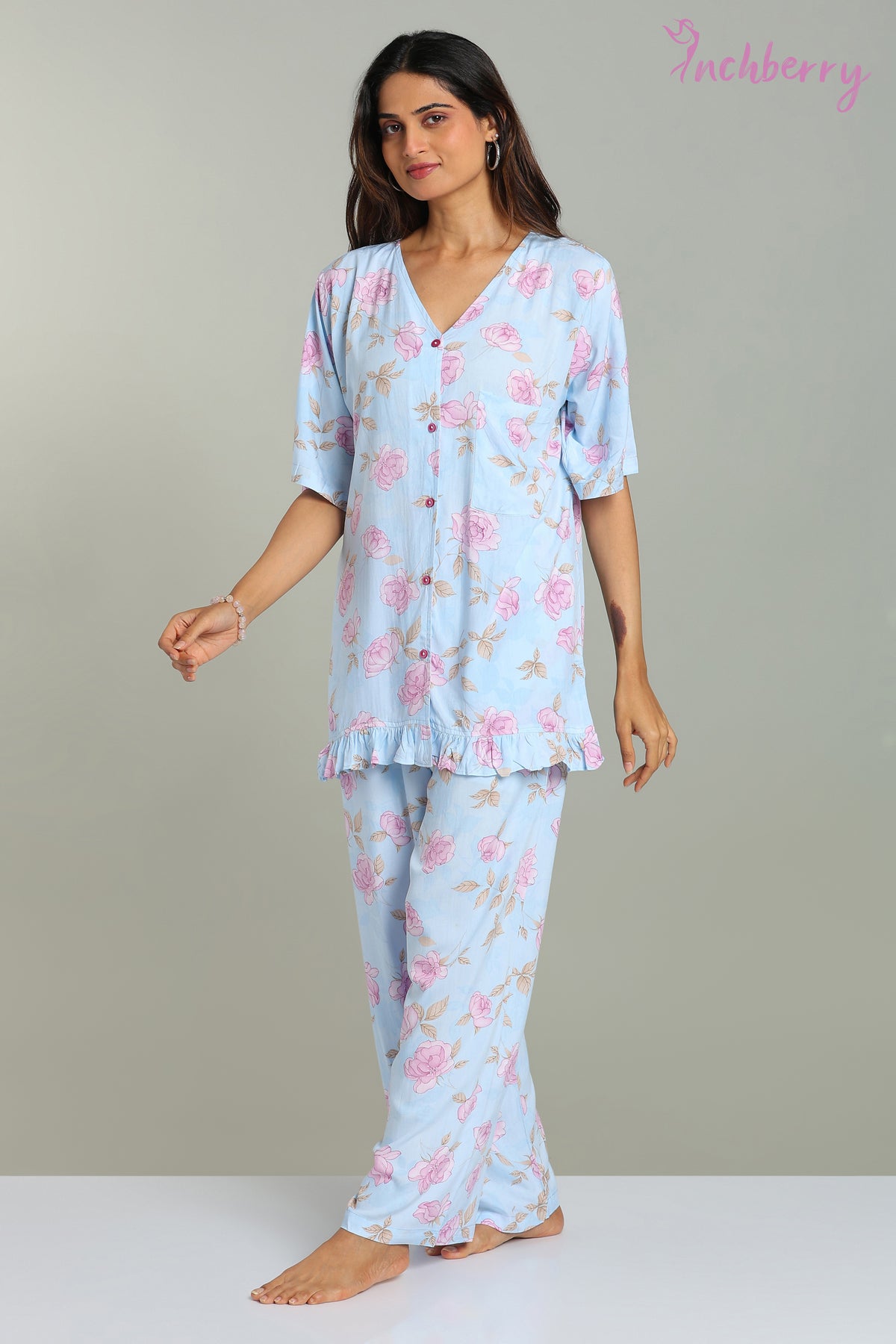 Blue colour Pyjama shirt model