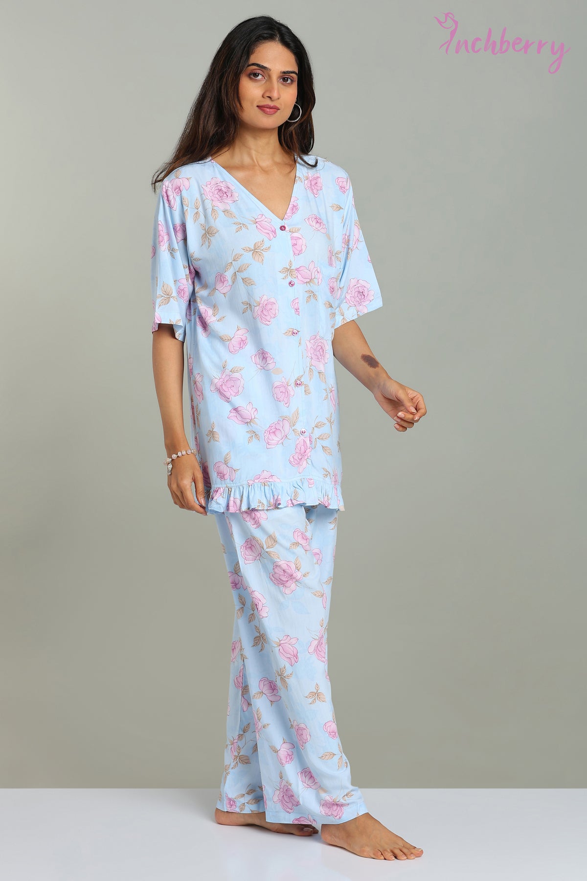 Blue colour Pyjama shirt model