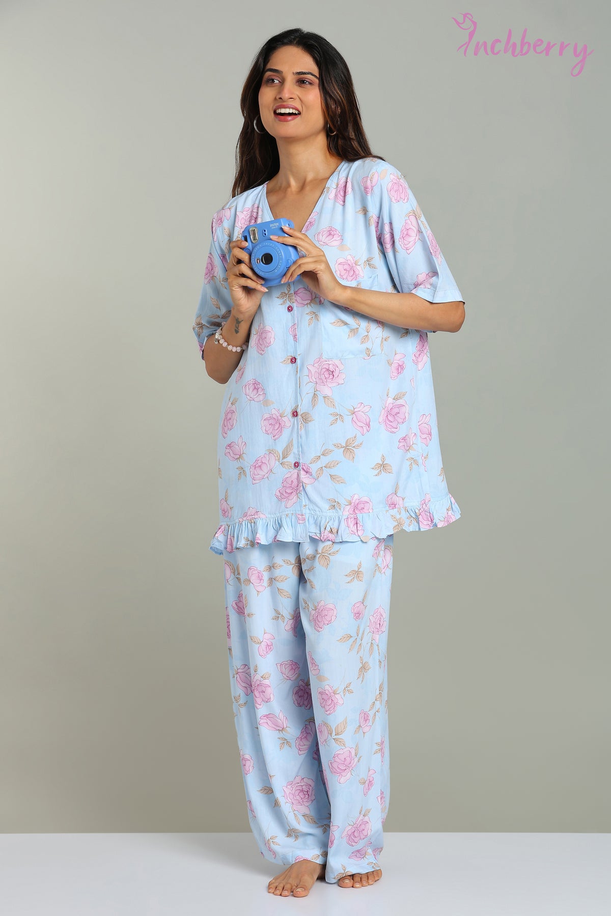 Blue colour Pyjama shirt model