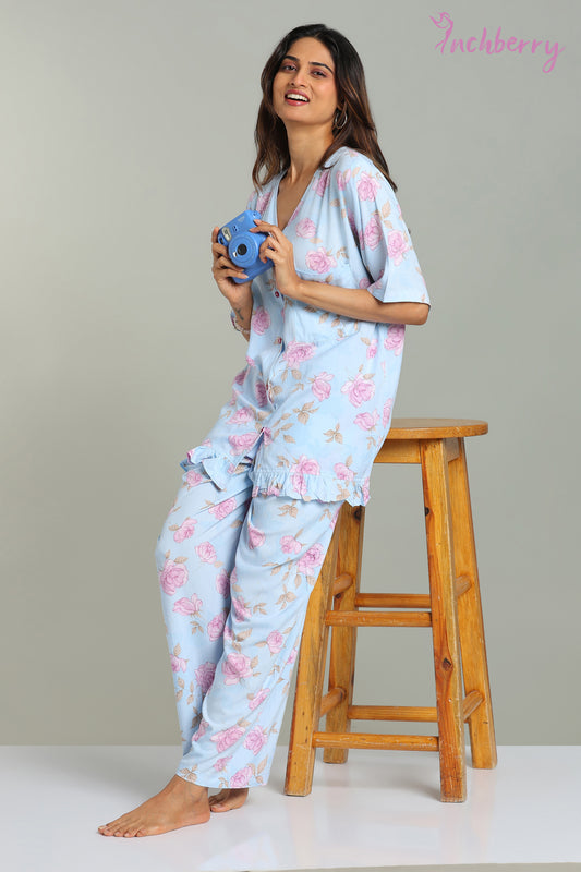 Blue colour Pyjama shirt model